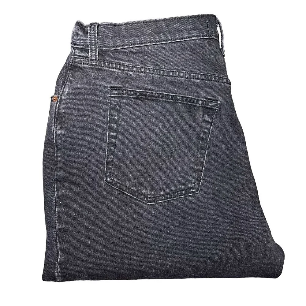 Abercrombie Women's Mixed Fabric Ultra High Rise 90s Straight Jean 14/33 Black - Picture 10 of 12